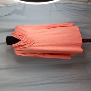 Gaharu XXL Orange Lace Long Sleeve Cowl Neck Tee Shirt FLAW